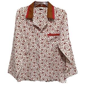 Vintage 70s K Mart Womens Button Front Shirt Size Medium Retro Groovy Pocket